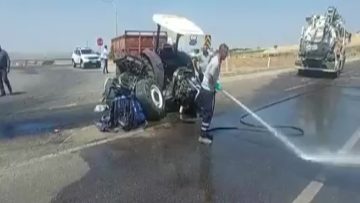 Otomobille çarpışan traktörün sürücüsü yaralandı